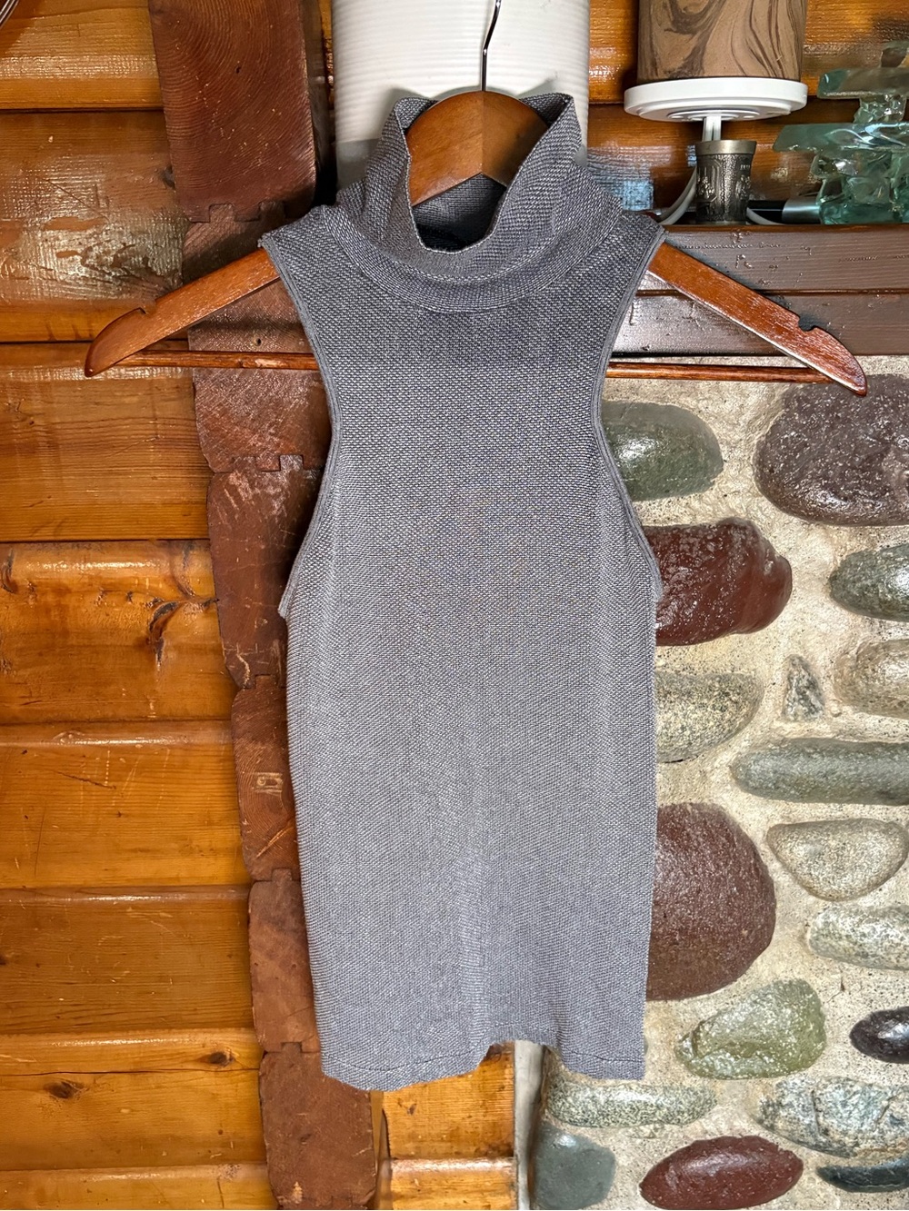Intimately Free People Topanga Grey Sleeveless Turtleneck Knit Top